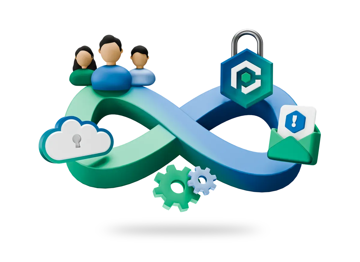 3D illustration of the end to end ISO 27001 service